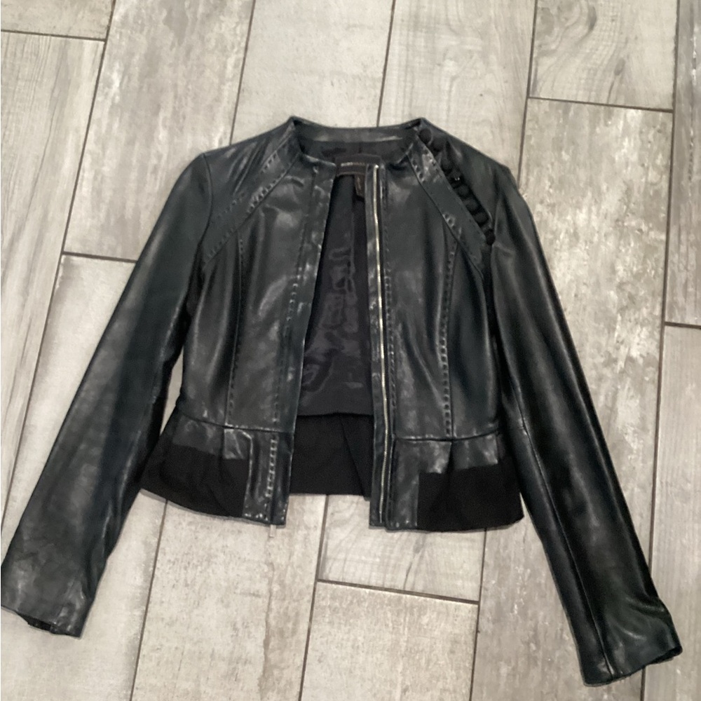 BCBGMaxAzria black Leather Jacket size xsmall